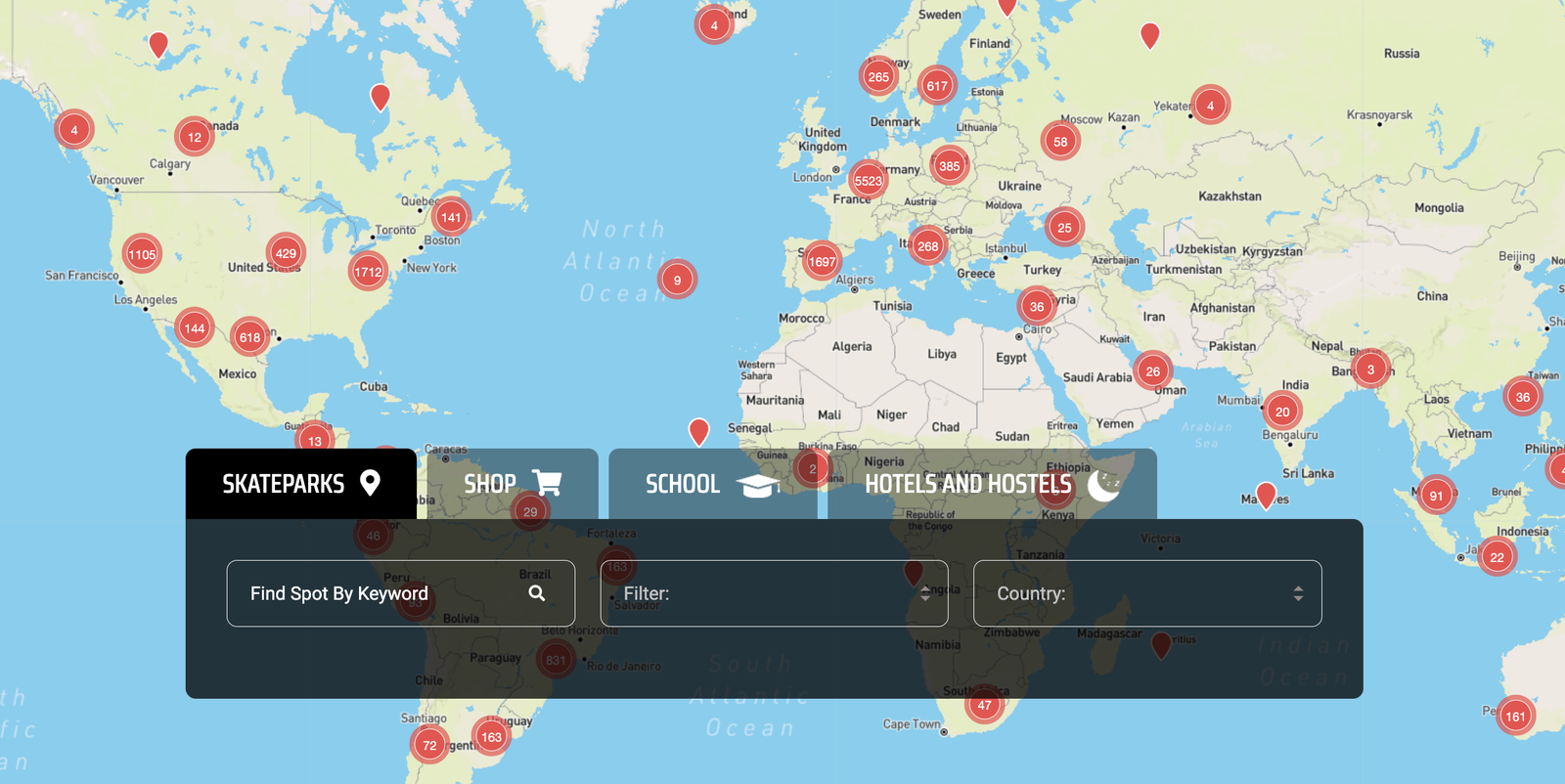 How many skateparks are there in the world?